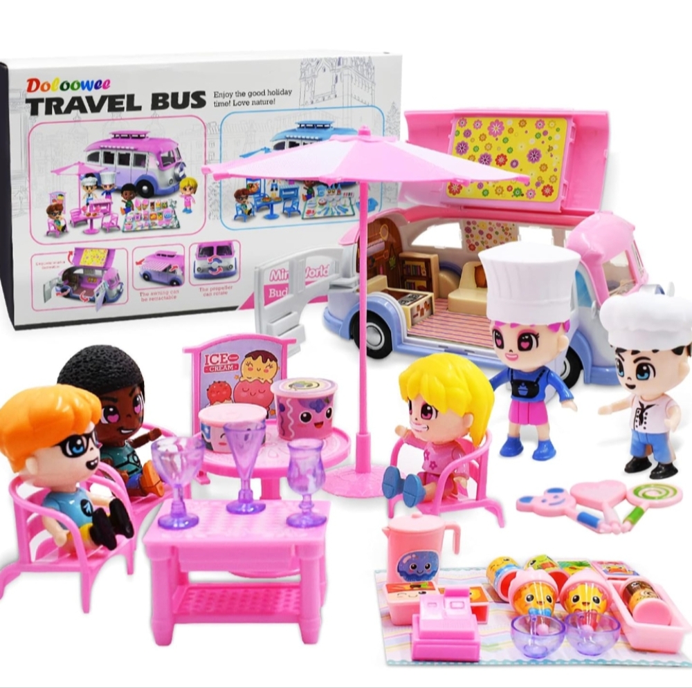 Travel Bus Picnic Ice Cream Car Set, New